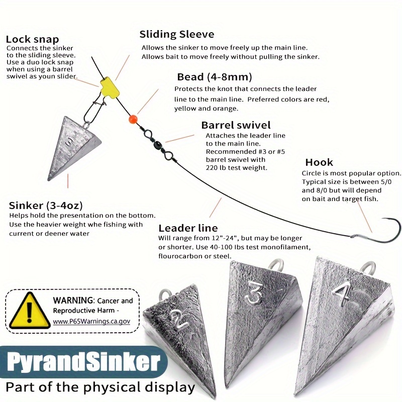 Pyramid Sinkers Fishing Weights Surf Fishing Sinkers Saltwater Pyramid Fishing  Weight Fishing Gear Tackle 1oz 2oz 3oz 4oz 5oz 6oz 8oz 5 Ounce 4 Pack