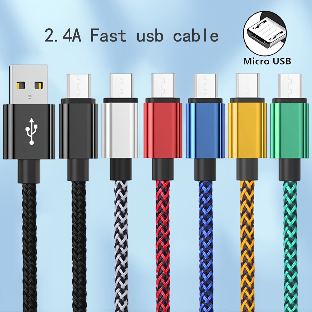 2 Cables De Cargador Multiple 3 En 1 Micro Usb Usb C Nylon