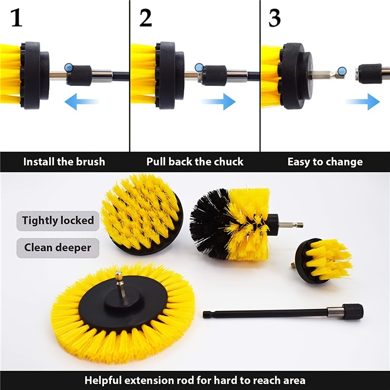 Car Wash Brush With Long Handle, Car Detail Cleaning Brushes Kit Polishing  Pad