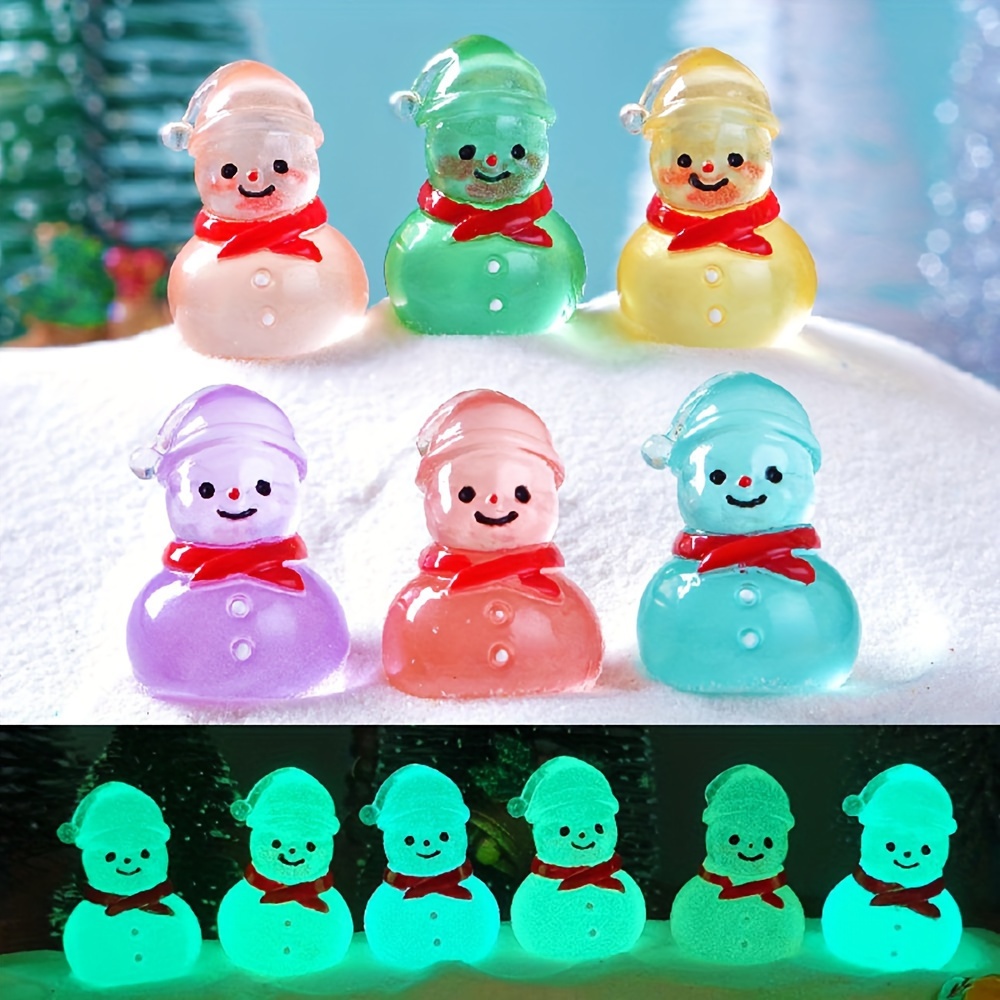 Mini Luminous Resin Christmas Snowman Ornament Glow In The - Temu