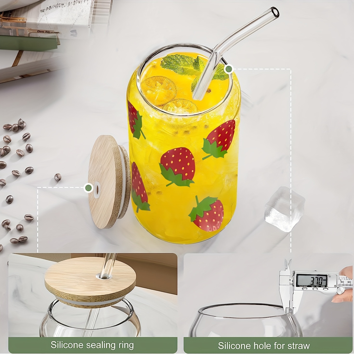 High Borosilicate Glass Water Cup Airtight Lids Straws - Temu