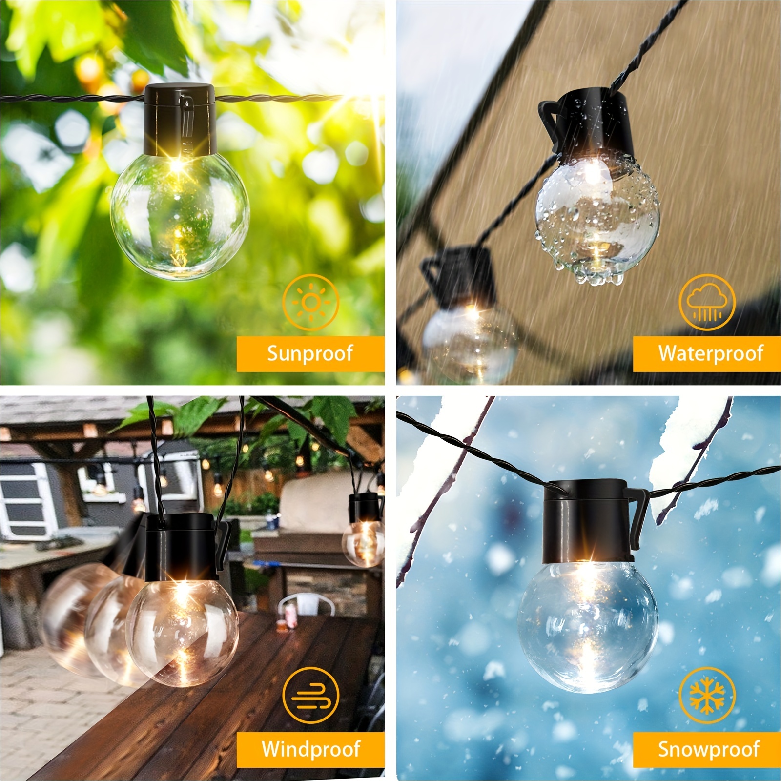 10 Bulbs Solar Powered String Fairy Light, Crystal Lights, Modes, With  Hanging Bulbs, Waterproof, For Outdoor, Graden, Yard Temu
