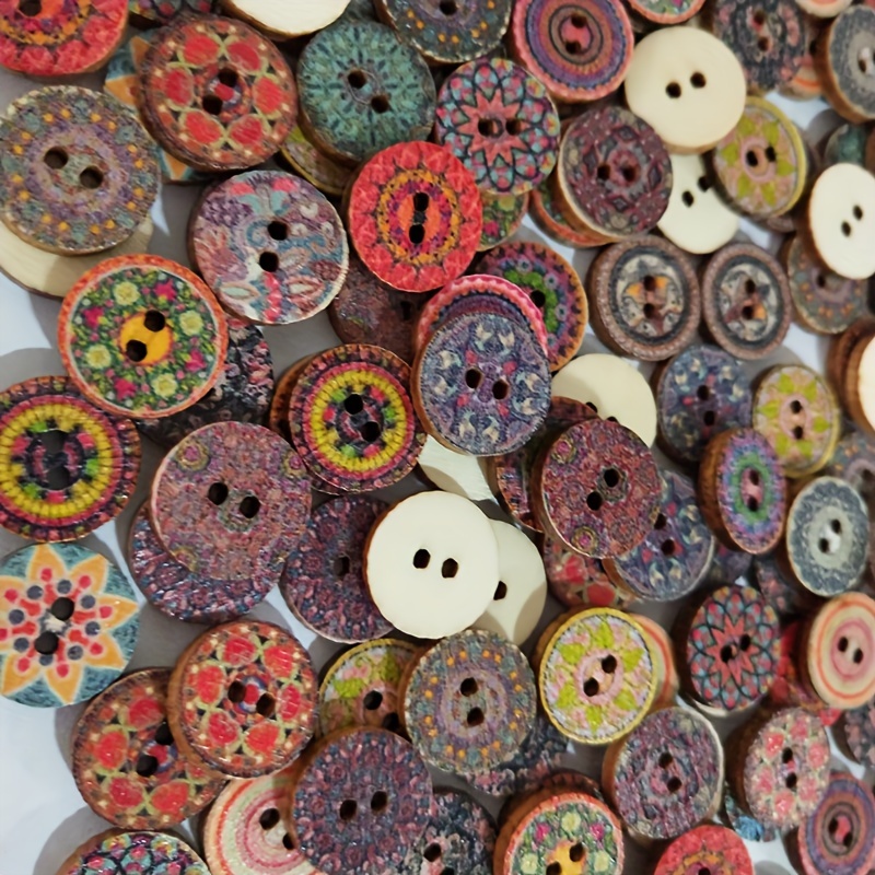 100pcs Botones De Madera Vintage Pintados De Colores - Temu