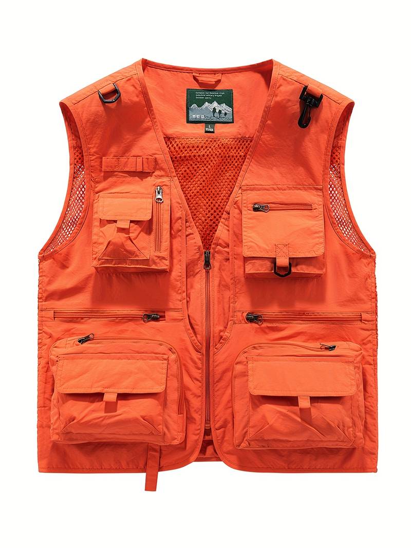 Gilet Utilitaire Homme Multi-Poches - Sans Manches, Rembourré Léger, Pour Randonnée Et Pêche, Taille XL