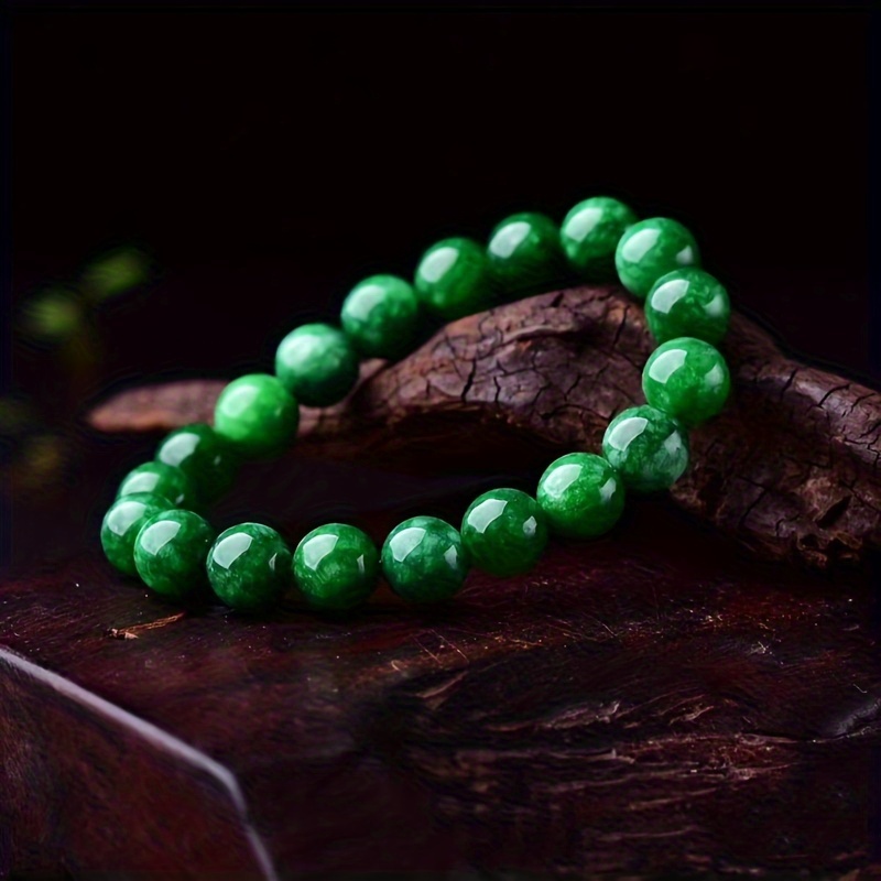 

1pc Natural Jade Bracelet, 10mm Crystal Beaded Jewelry, Gemstones Bracelets For Men Women