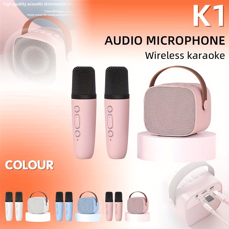 Micrófono inalámbrico Bluetooth para karaoke, máquina de karaoke recargable  para niños, el mejor regalo para niños y adultos (oro rosa)