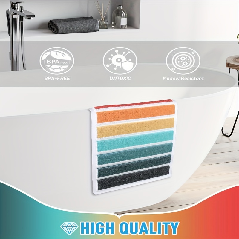 Colorful Bathroom Non-slip Mat, Foaming Network Base Silk Ring Shower Mat,  Stripe Embossing, Bath Supplies - Temu United Arab Emirates