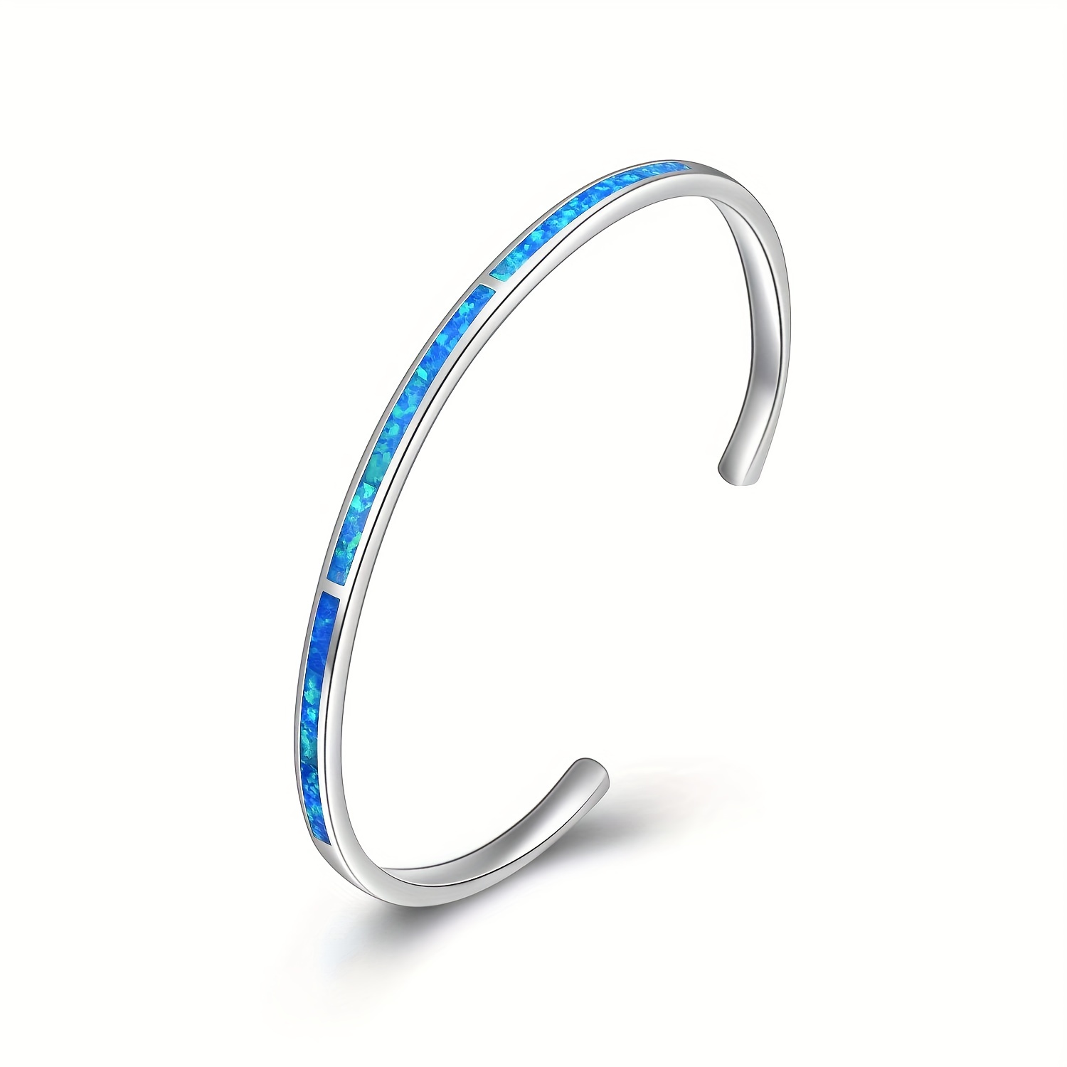 

1pc Hawaii Beach Christmas Blue Opal Open Bracelet For Men