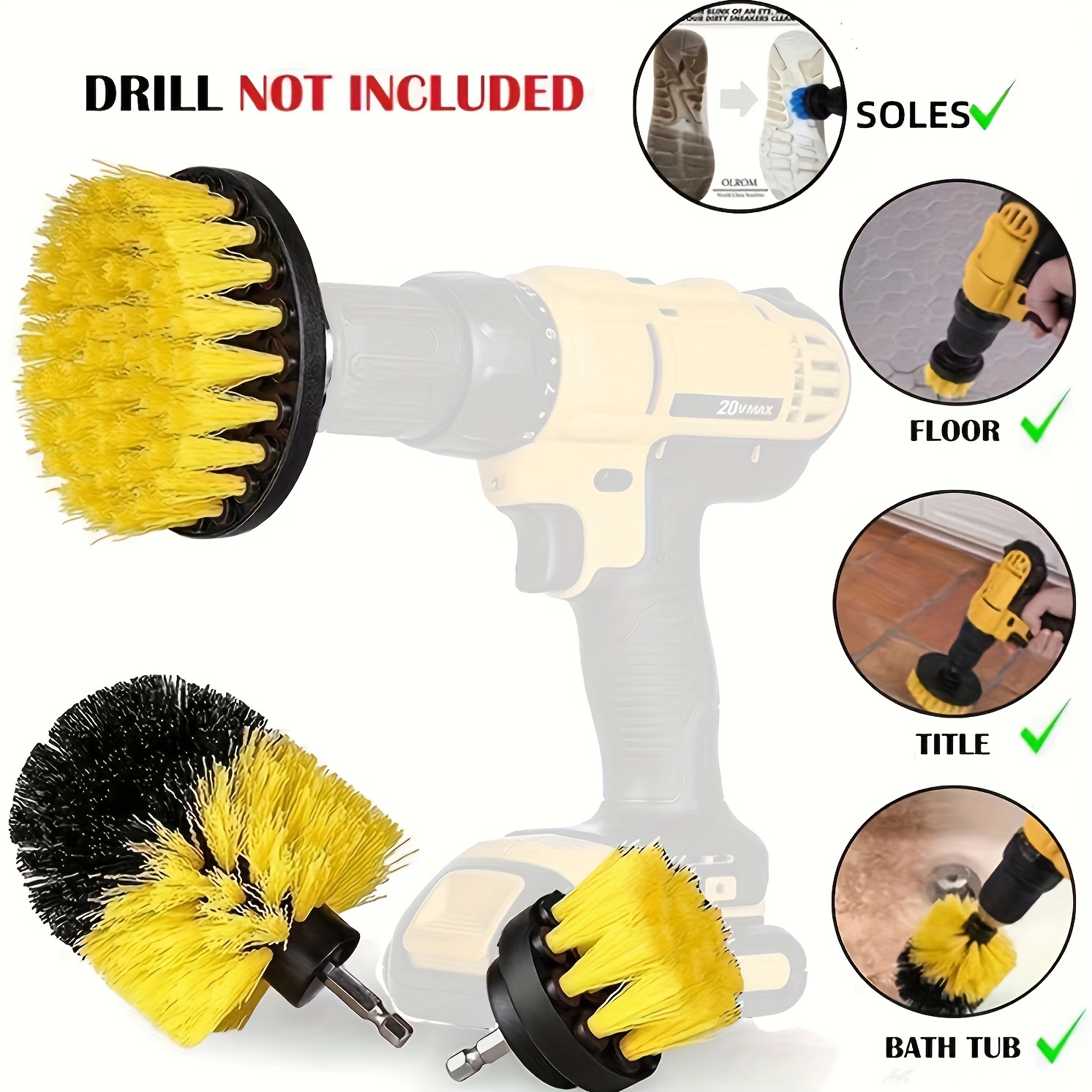 Tile Grout Power Scrubber Cleaning Brushes Cleaner Set For Electric Drills  3Pcs/set Color:blue 