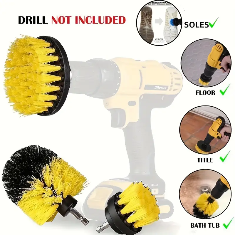 Drill Brush Attachment Set - Power Scrubber Brush Cleaning Kit - All  Purpose Drill Brush With Extend Attachment For Bathroom Surfaces, Car Care,  Grout Floor, Tile, Wall, Dead Corner, Bathtub, Cleaning Supplies