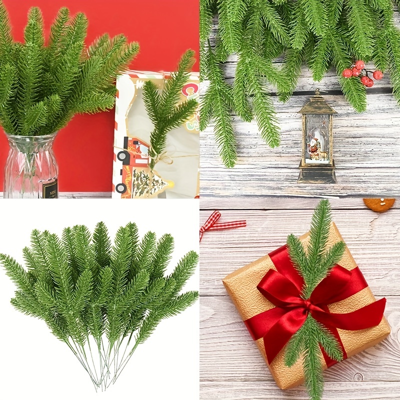 20PCS Christmas Artificial Pine Greenery Floral Picks, Evergreen Faux Fir  Branch Xmas Greenery Pines Twig Stems For Holiday Arrangement Wreath Garland