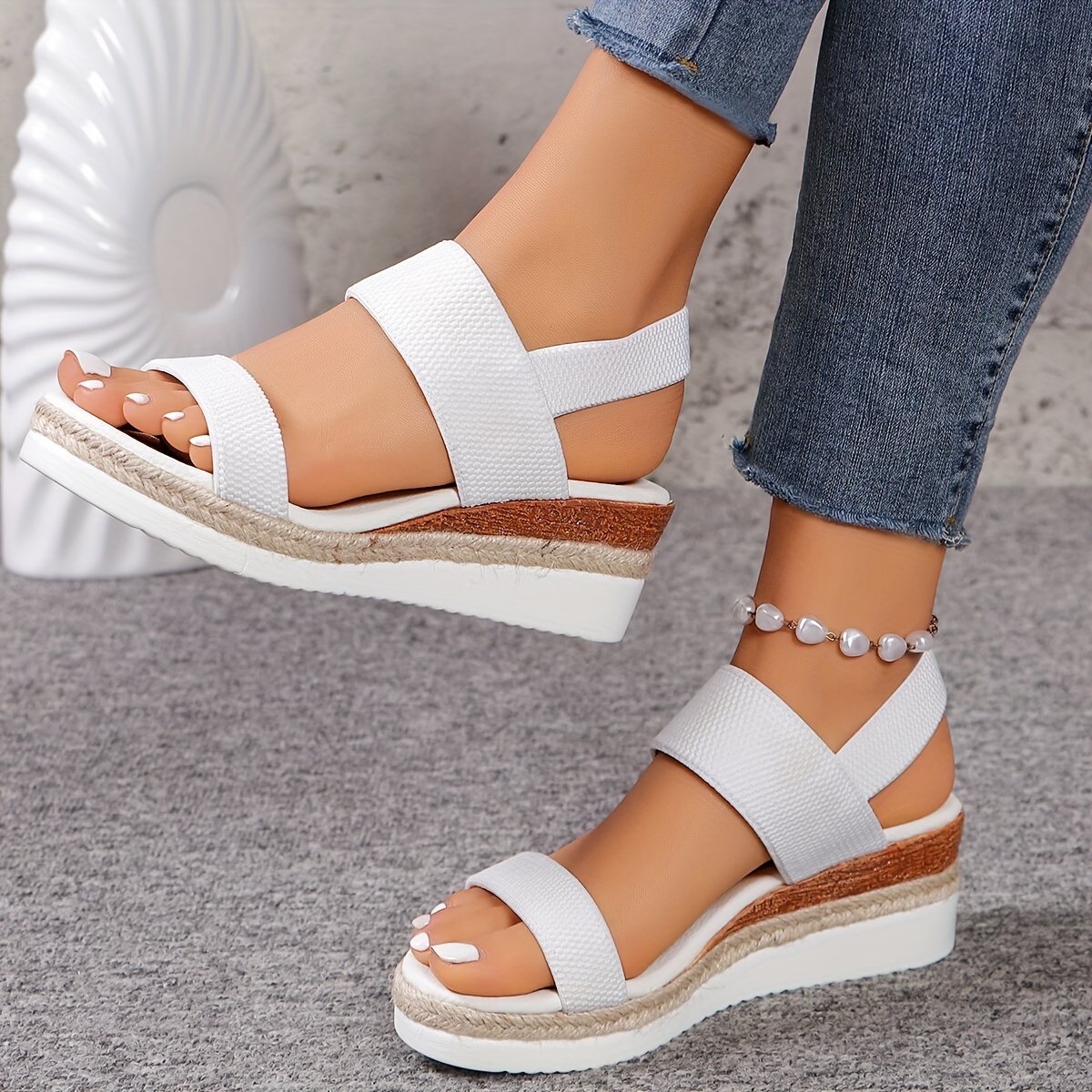 simple wedge sandals women s casual elastic band summer details 2