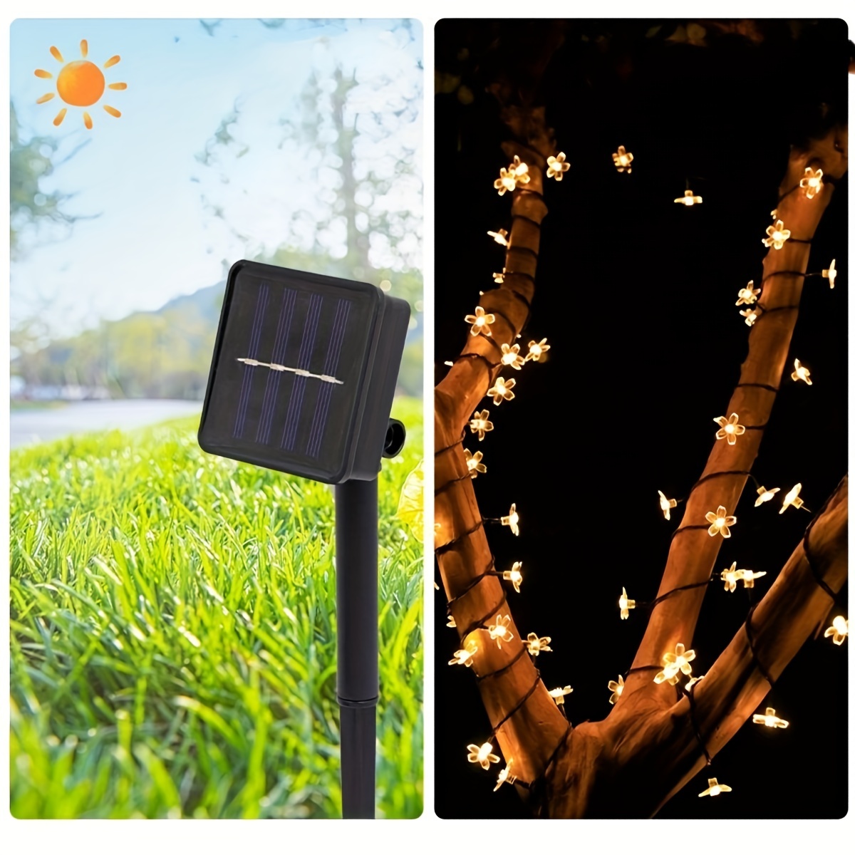 1pc solar string flower light outdoor waterproof 6 5m 21ft 30 led fairy light for garden fence patio yard party dec oration included 2m wire christmas halloween decorations details 7