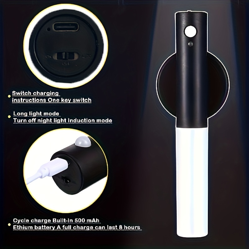 1 Pieza Luz Led Sensor Movimiento Recargable Conexión Usb - Temu
