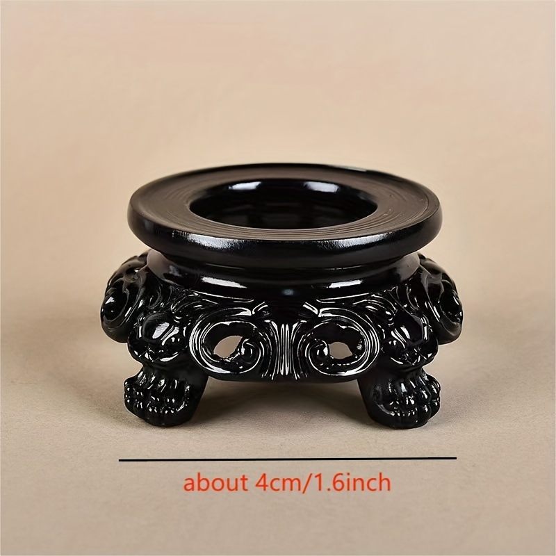 1pc Black Round Hollow Crystal Ball Base Classical Engraving Style Resin Display Stand Glass Ball Display Stand Original Stone Bracket Decorative Ball Base
