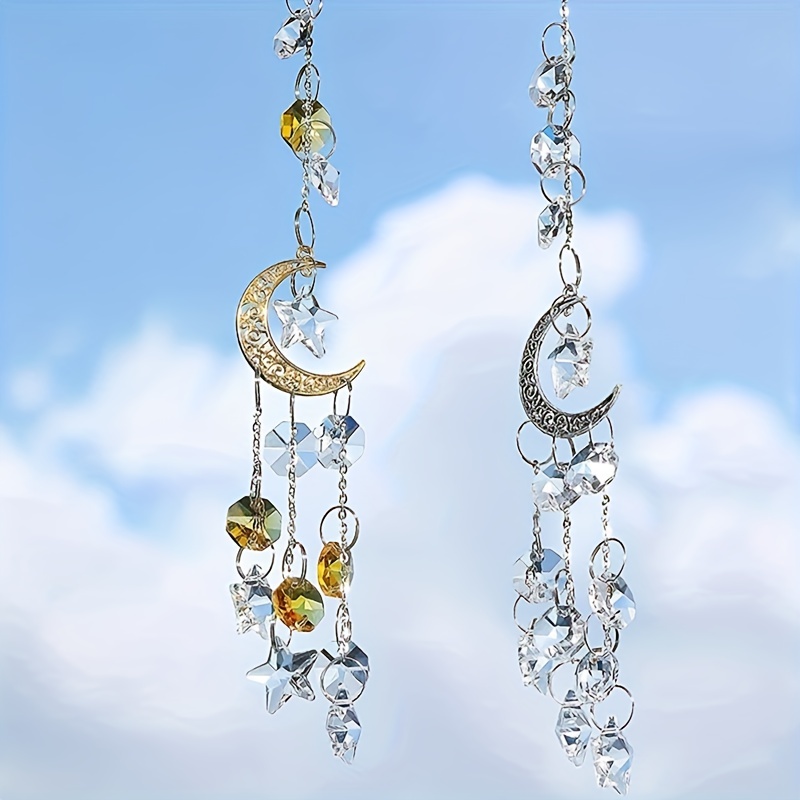 Capteur de soleil à carillon éolien Tree of Life, cloches en métal argenté  avec perles de verre arc-en-ciel Déco intérieure/extérieure/Patio -   France