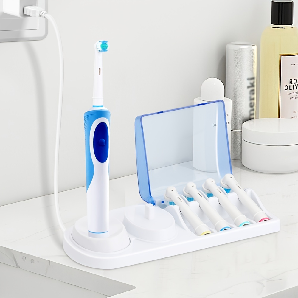 Soporte para cepillo de dientes eléctrico compatible con Oral B Braun,  sostiene 2 cepillos de dientes eléctricos y 4 cabezales de cepillo de  dientes
