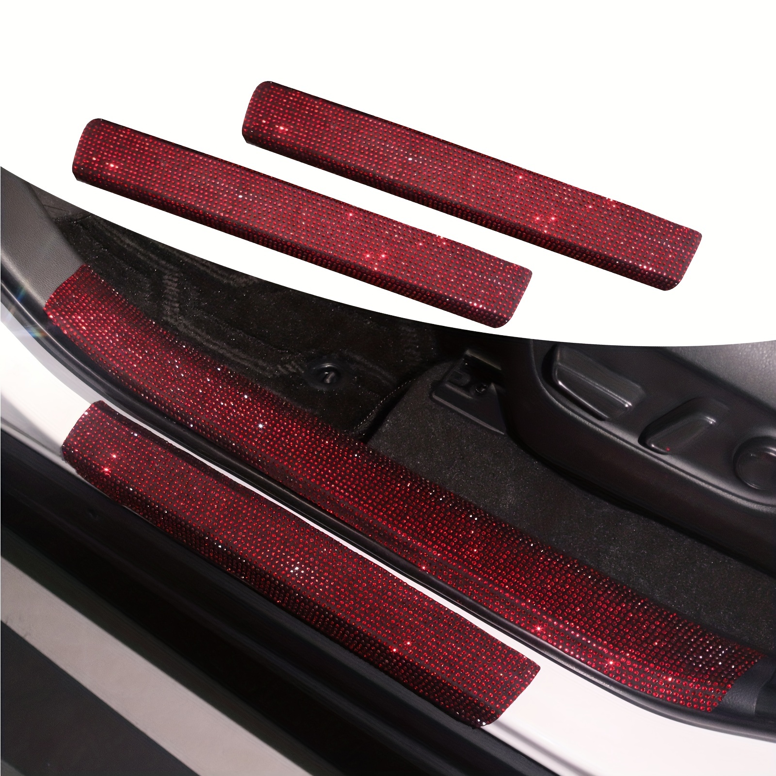 Rhinestone Car Supplies Accessories Shiny Crystal Door Sill - Temu