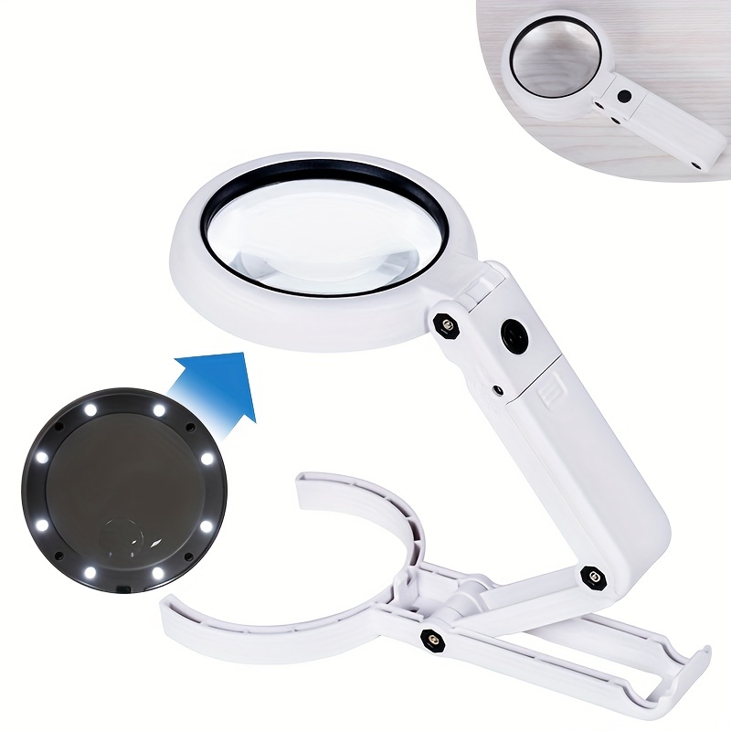 25x 6x Magnifying Glass With Light And Stand Folding Design - Temu