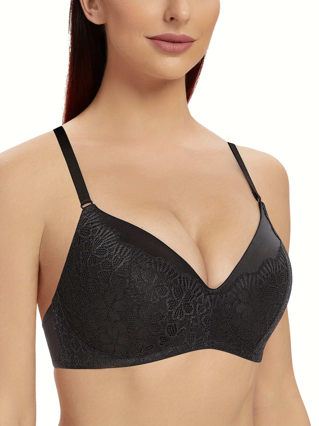 Contrast Lace Push Bra Comfy Breathable Cut Bra Women's - Temu