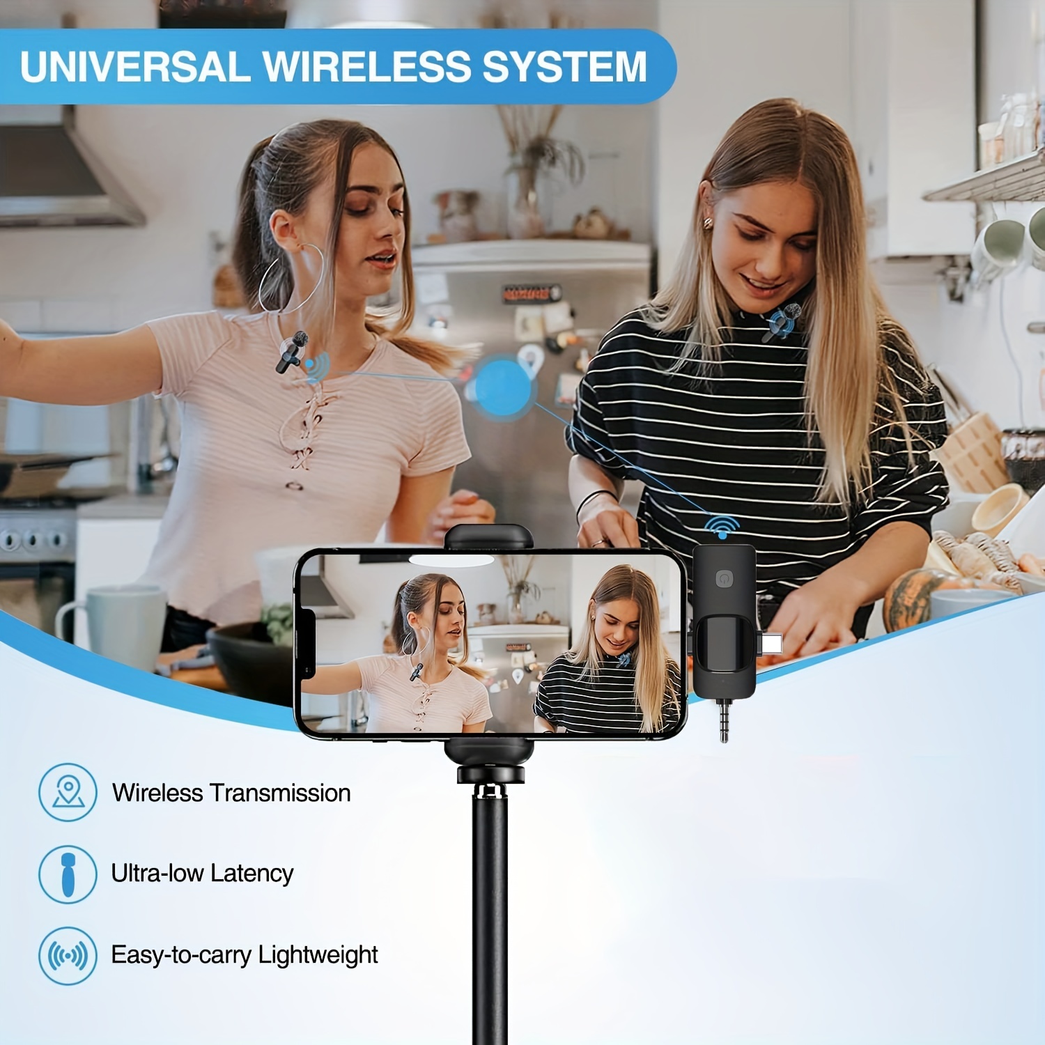 Wireless Microphone For Iphone Android Camera, Mini Lapel Microphone Mic, Phone Microphone For