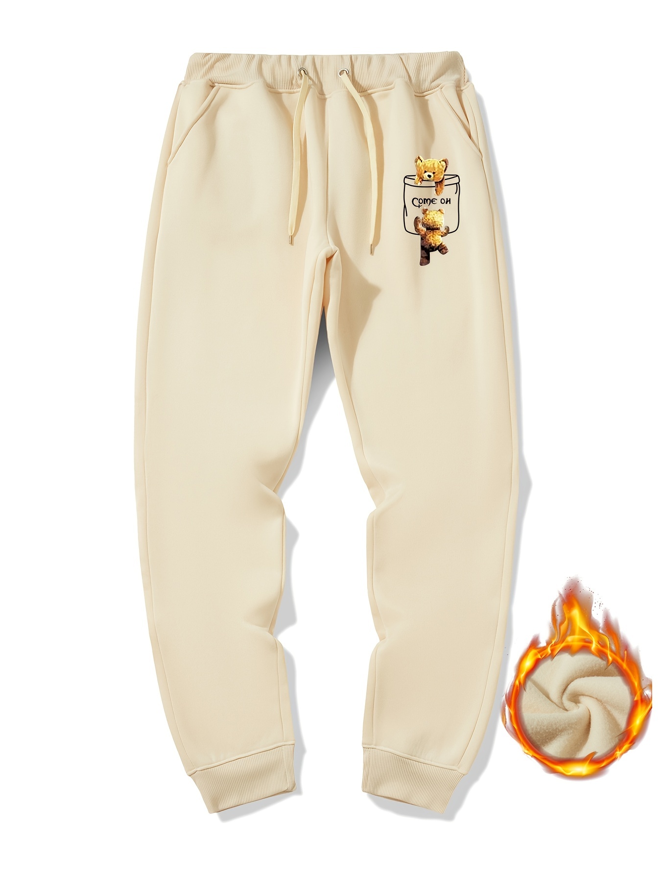 Men's Bear Graphic Sherpa Fleece Sweatpants