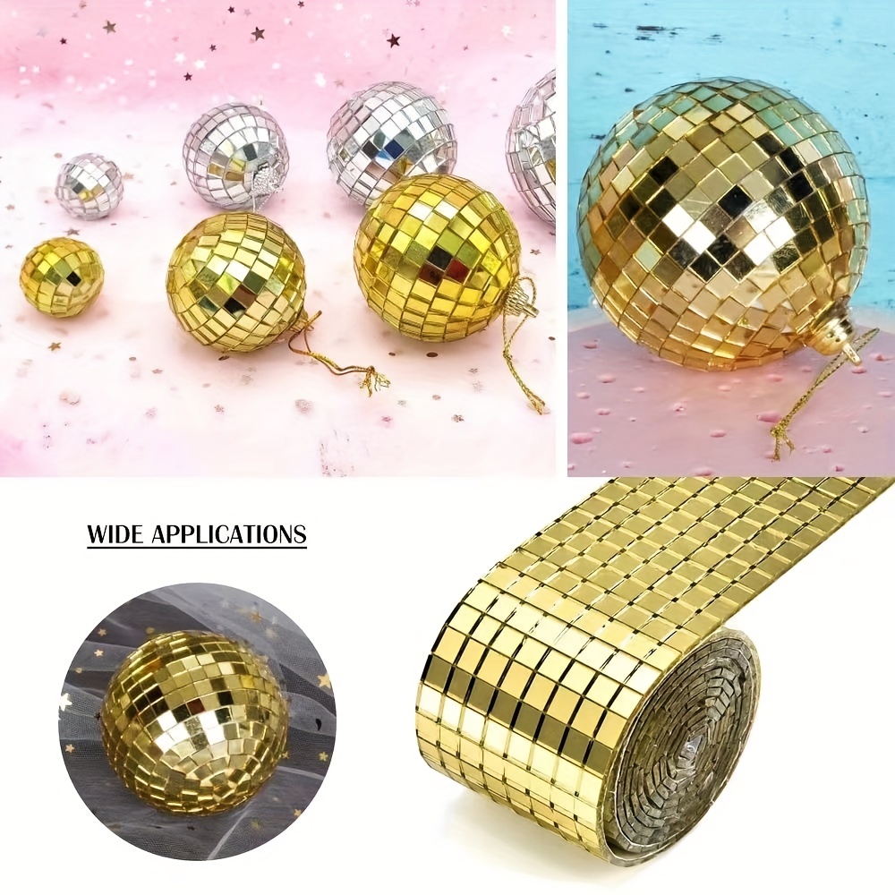 Self-Adhesive Disco Ball Mirror Tiles Real Square Mirror Tiles Sticker for Craft Home Decorations Silver 100*4cm