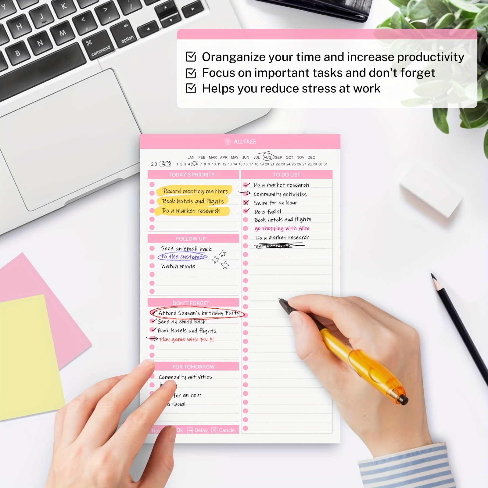 To Do List Notepad - Daily To Do List with Priorities, Hourly Scheduler and  Notes - Daily Planner Notepad for Work, Study, Appointments, 60 Tear Off