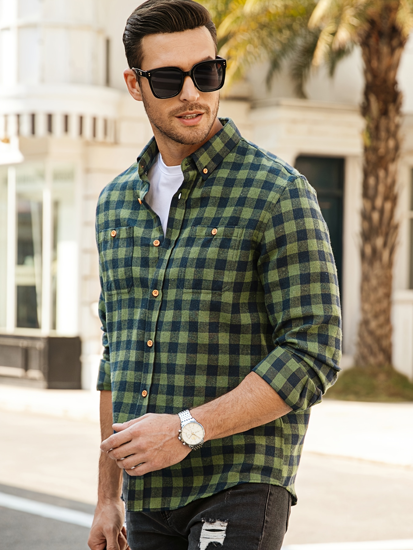 Trendy Letter Print Men's Casual Button Up Long Sleeve Shirt, Men's Clothes  For Spring Summer Autumn, Tops For Men - Temu