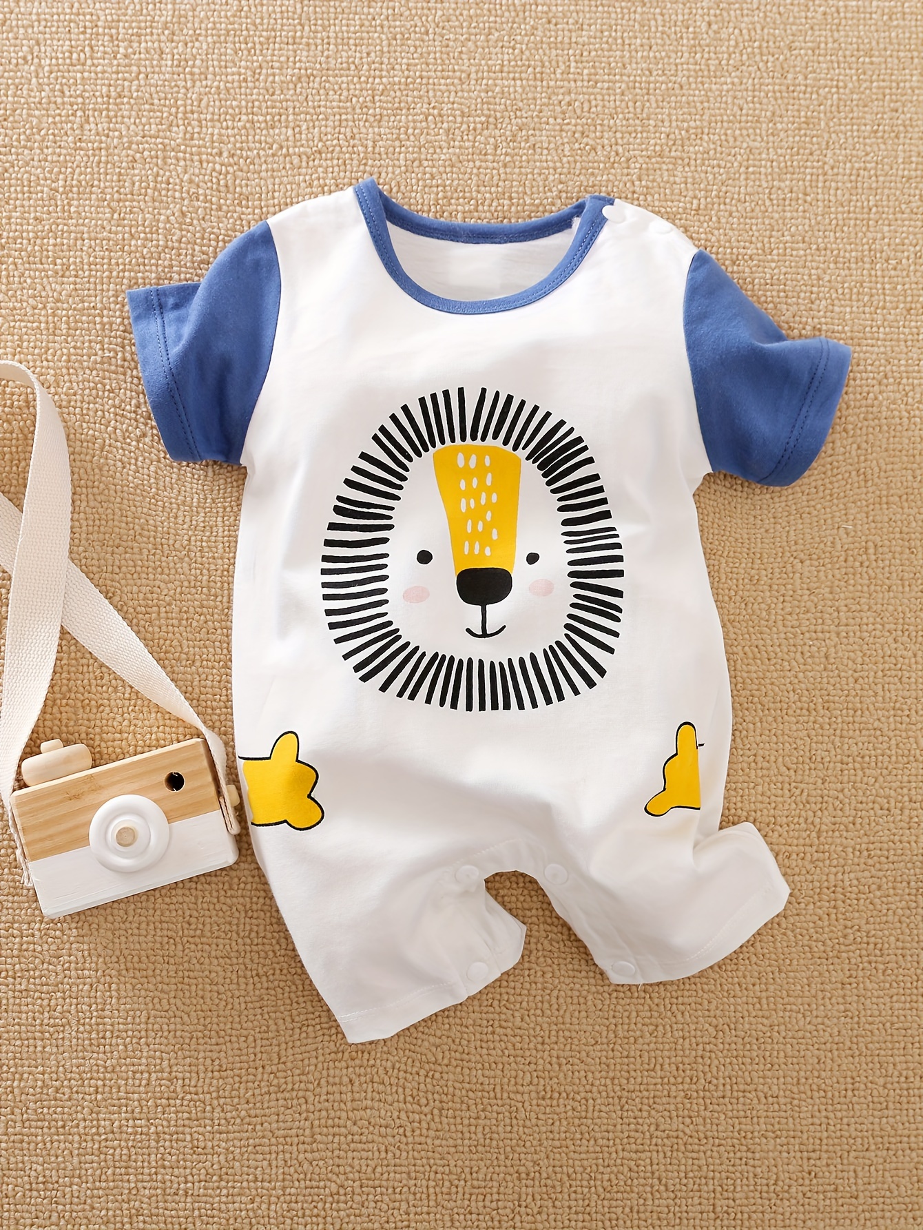 Infant's Cute Fox Print Cotton Bodysuit Comfy Short Sleeve - Temu ...