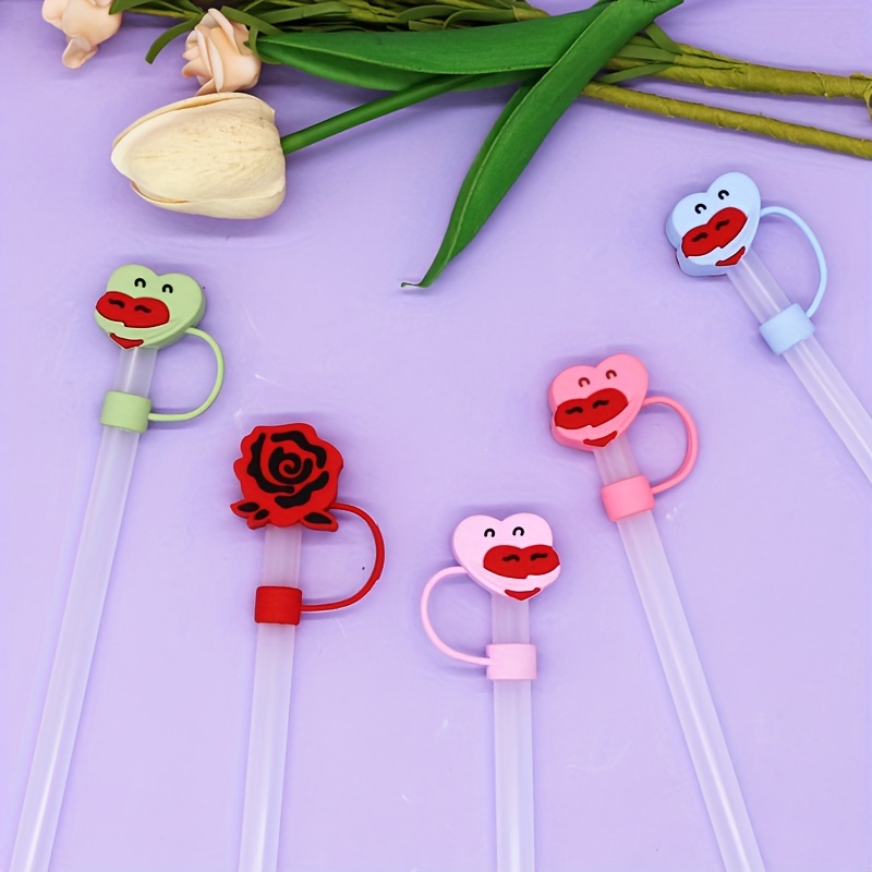 Straw Tips Cover Reusable Straw Toppers Kawaii Heart - Temu