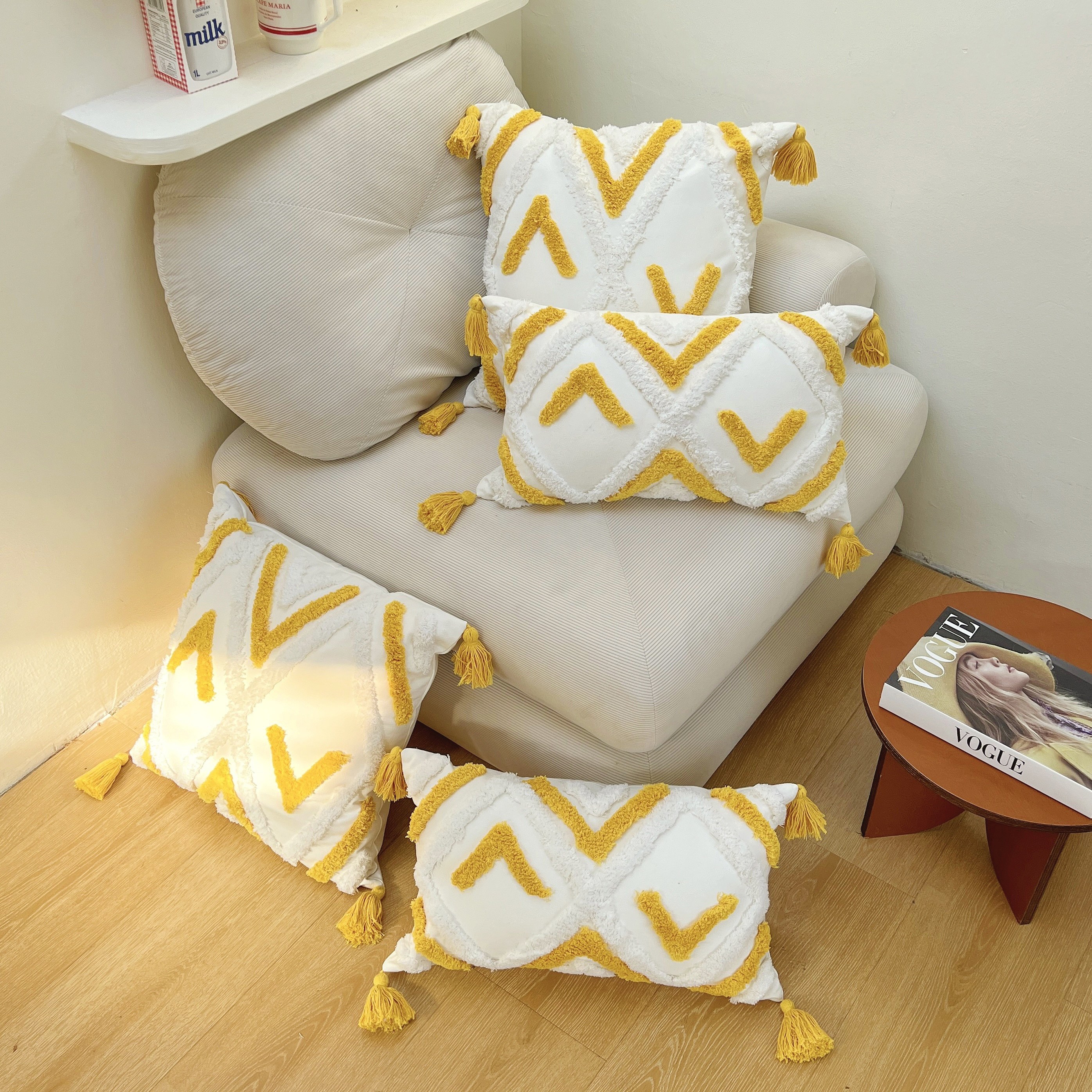 Small yellow decorative online pillows