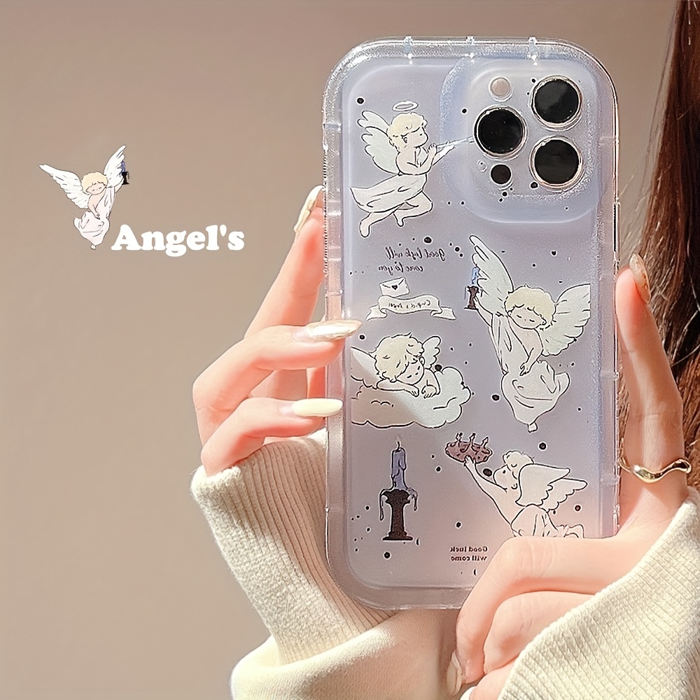 Cute Cartoon Angel Transparent Matte Soft Shockproof Phone Temu