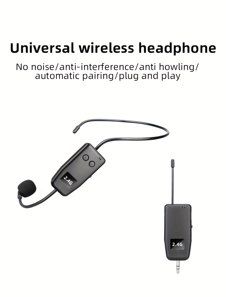 Wireless microphone earphones for PA system handheld earphone microphone 2in1 rechargeable 2.4G wireless microphone with wireless receiver used for