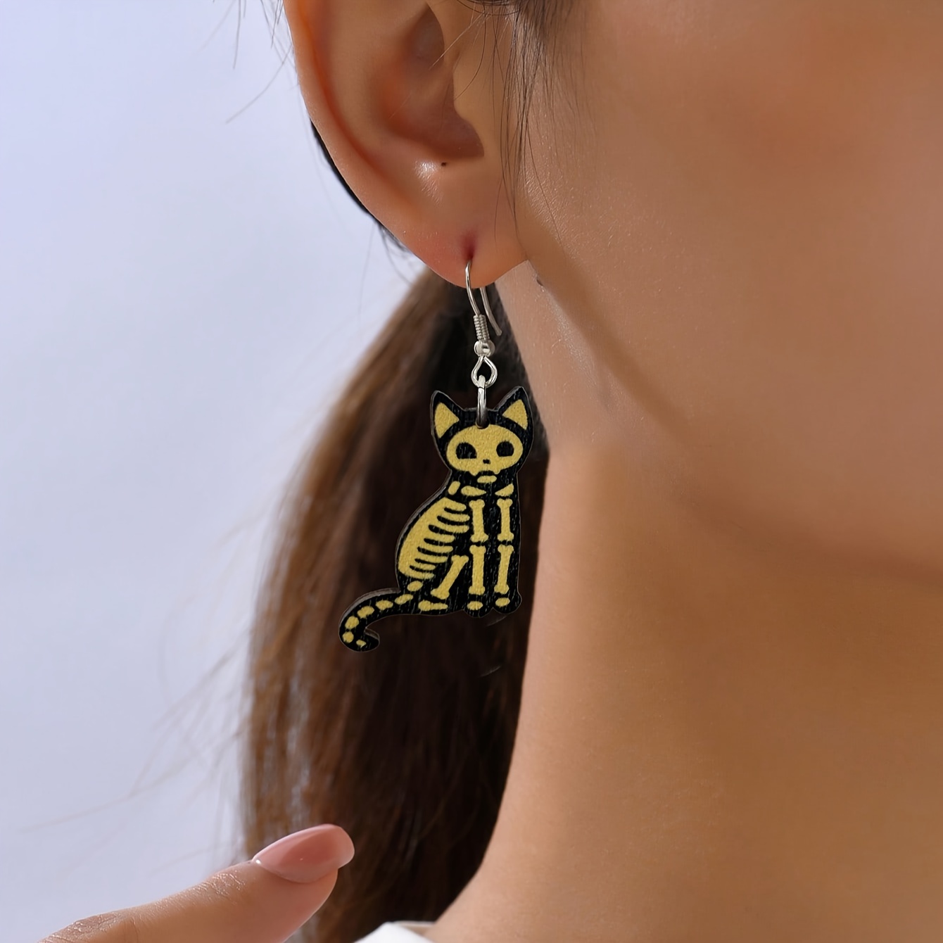 Halloween Black Cat Skeleton Cat Design Asymmetric Dangle Earrings Retro  Cute Style Adorable Halloween Ear Ornament, Today's Best Daily Deals