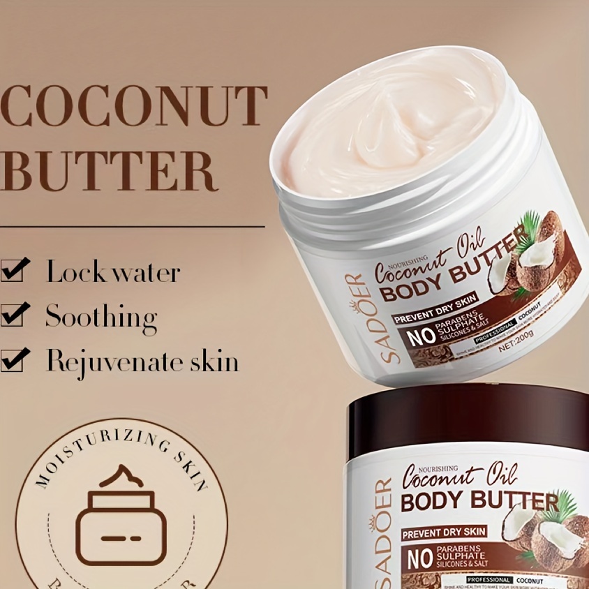 1/2pcs 200g Coconut Moisturizing Body Butter Hydrates And Lasts Fragrance  Nourishing Body Lotion Cream 200g ！