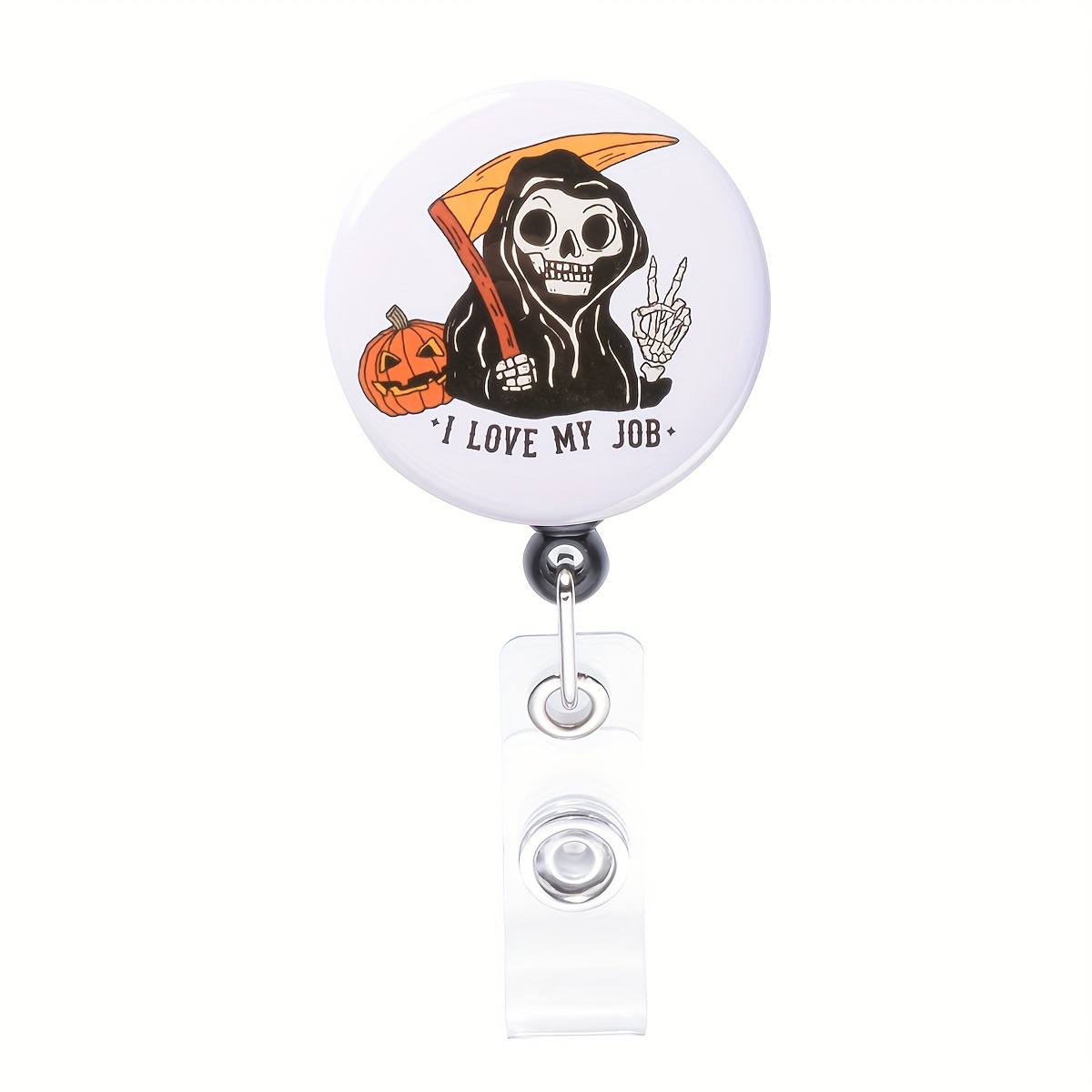 1pc Retractable Nurse Badge Reels Novelty Interchangeable Halloween I Love  My Job Skeleton Cute Funny Badge Holder