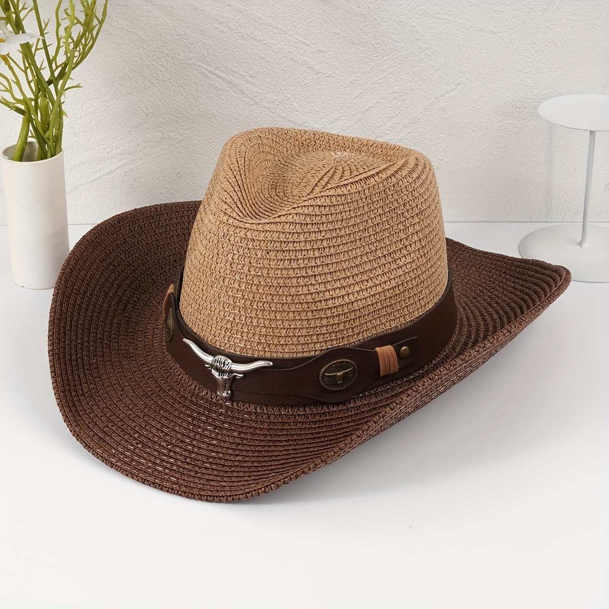 Chapeau de Cowboy Western à Bord Roulé, Casquette de Cowboy, Jazz Fedora,  en Feutre avec Bande de Vache, pour Femme, Homme et Enfant - AliExpress