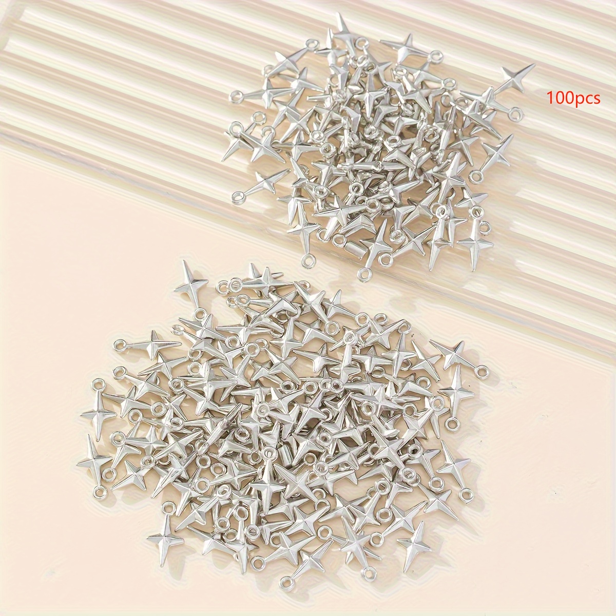 Image of 100 Electroplated Ccb Cross Star Pendant Pendant Diy Bracelet Necklace Earrings Jewelry Accessories