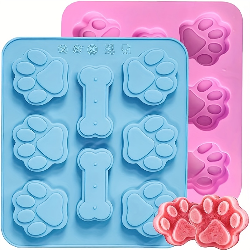 2 PCS Mini Silicone Molds, Dog Treat Molds,106 Cavity Dog Bone Mold 69  Cavity Paw Silicone Mold for Baking Biscuits, Cookie, Candy, Chocolate,  Jelly