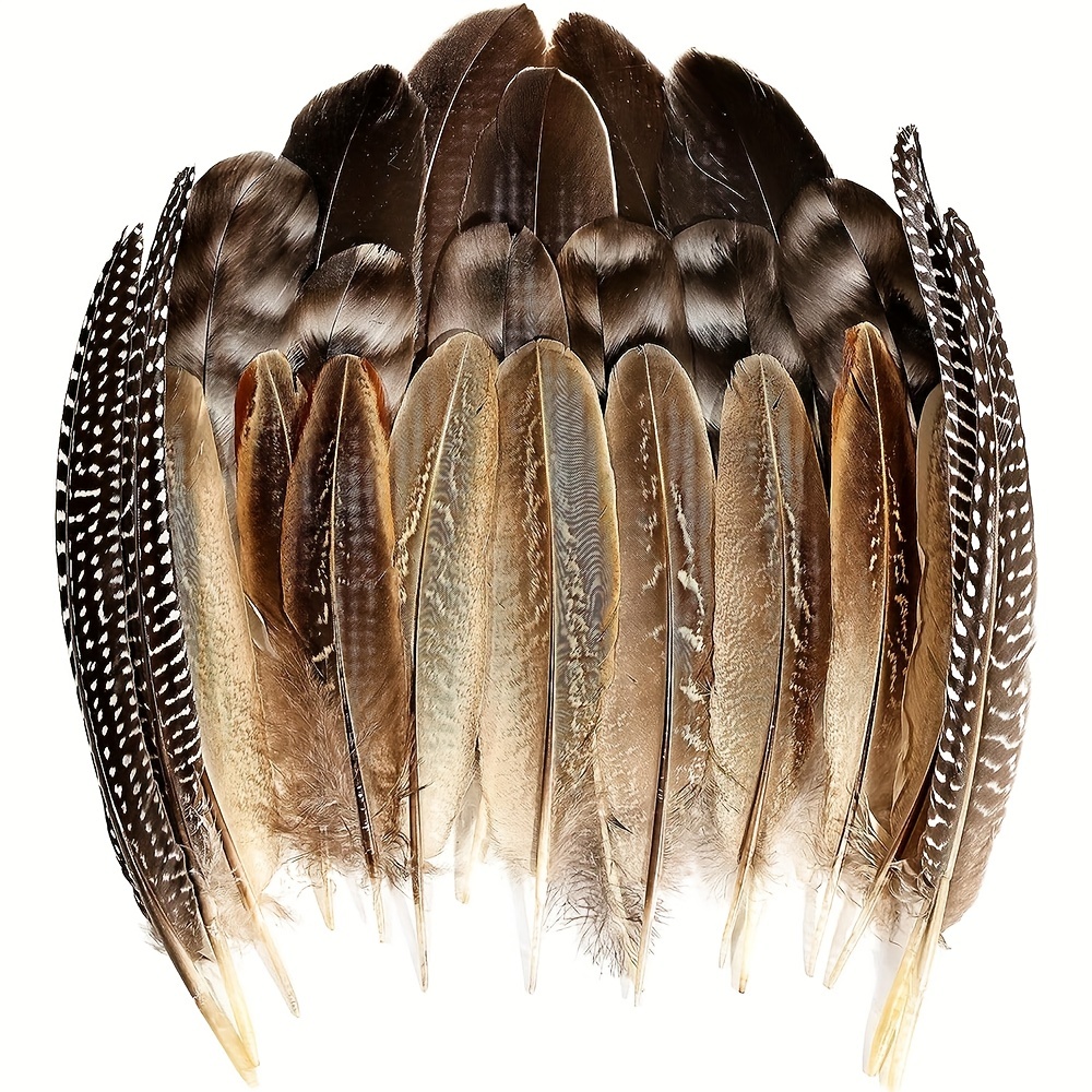 

32pcs 4-style Natural Spotted Feathers Guinea Fowl Wing Feathers 6-8 Inches Bulk For Craft Clothing Jewelry Diy Decoration Guinea Fowl Wing Feathers