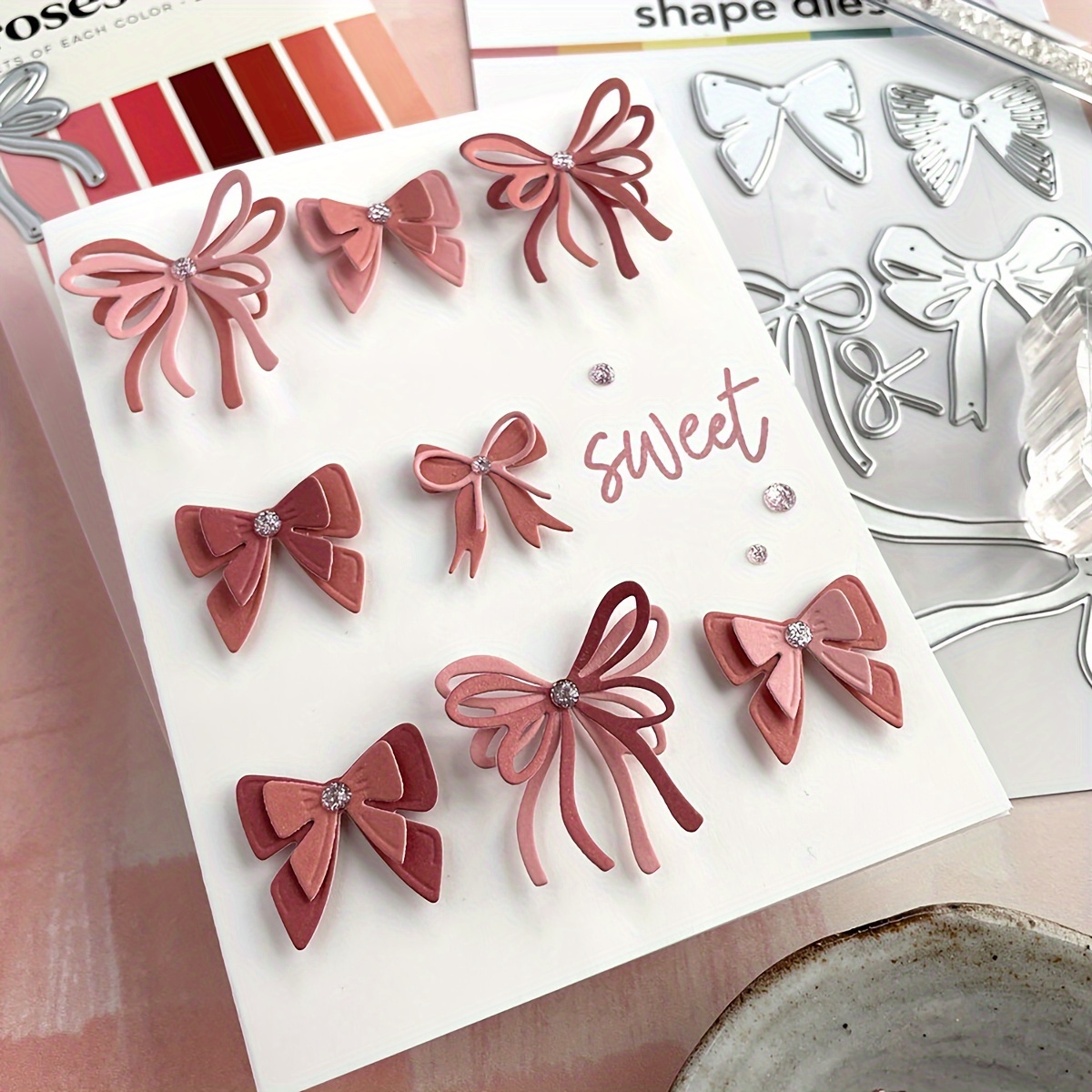 

Beautiful Bows In Various Shapes For Diy Scrapbook Card Decoration Metal Die Cutting, Cutting Mold Templates Embossed Paper Molds For Scrapbook Card Making Eid Al-adha Mubarak