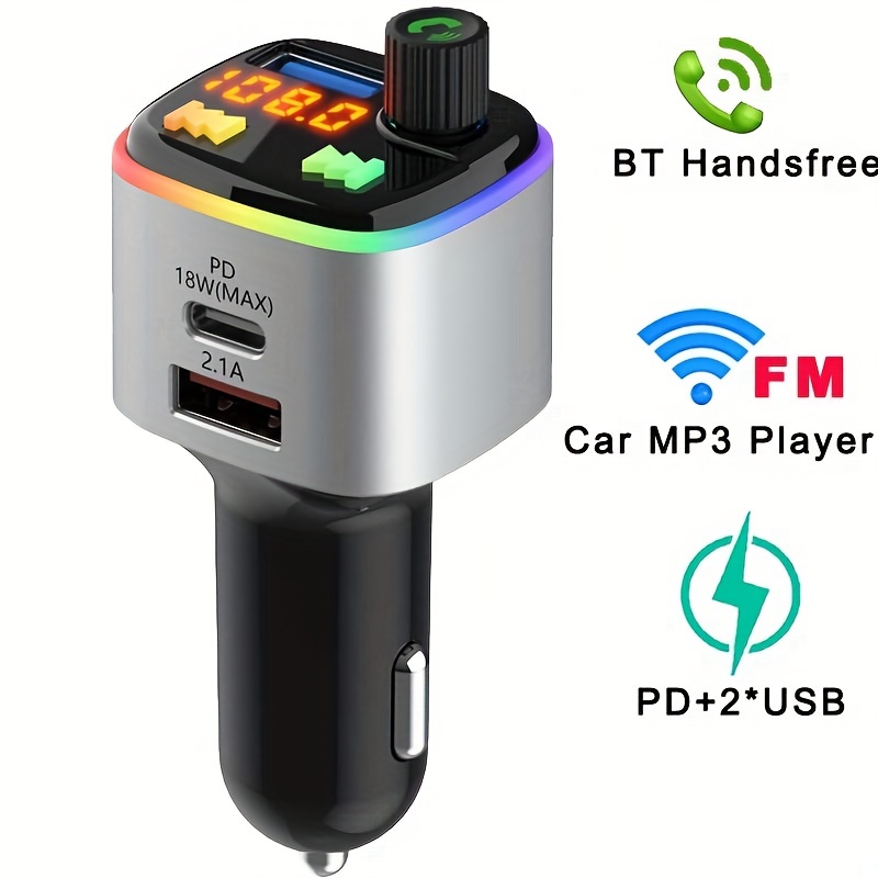 BT Car Mp3 Player Handsfree Car Kit QC3.0 USB Type C PD 18W Quick Fast Car  Charger Radio Audio Modulator Car Mp3 Fm Transmitter