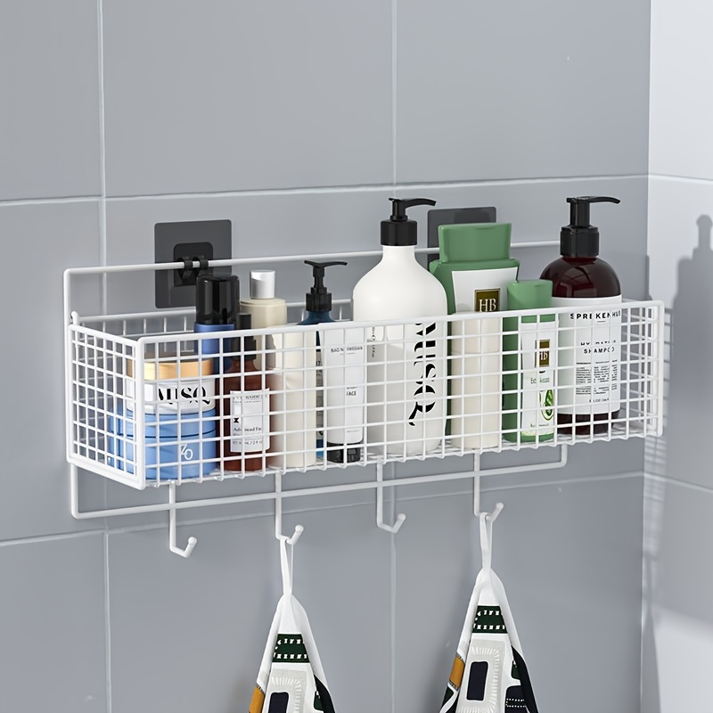 Punch free Storage Rack Bathroom Storage Shelf Hooks Wall - Temu