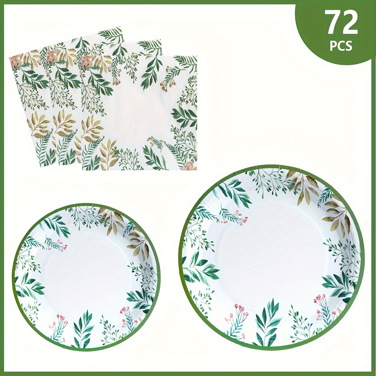Green Leaf Paper Plate Napkin Party Supplies Green Leaf Temu Canada