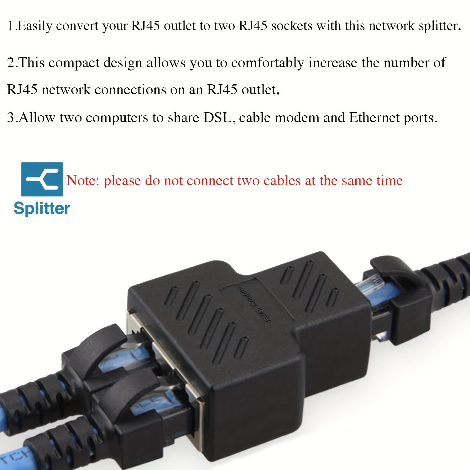 Rj45 Splitter 1 2 Ethernet Adapter Internet Network Cable - Temu