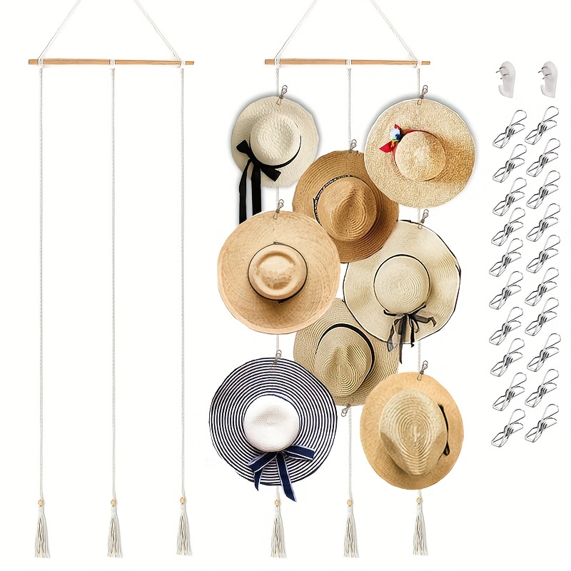  LokiEssentials Perchero para gorras de béisbol, organizador de  sombreros colgantes, soporte para sombreros con clip para armario, ideas de  almacenamiento de sombreros de invierno, organizador de : Hogar y Cocina