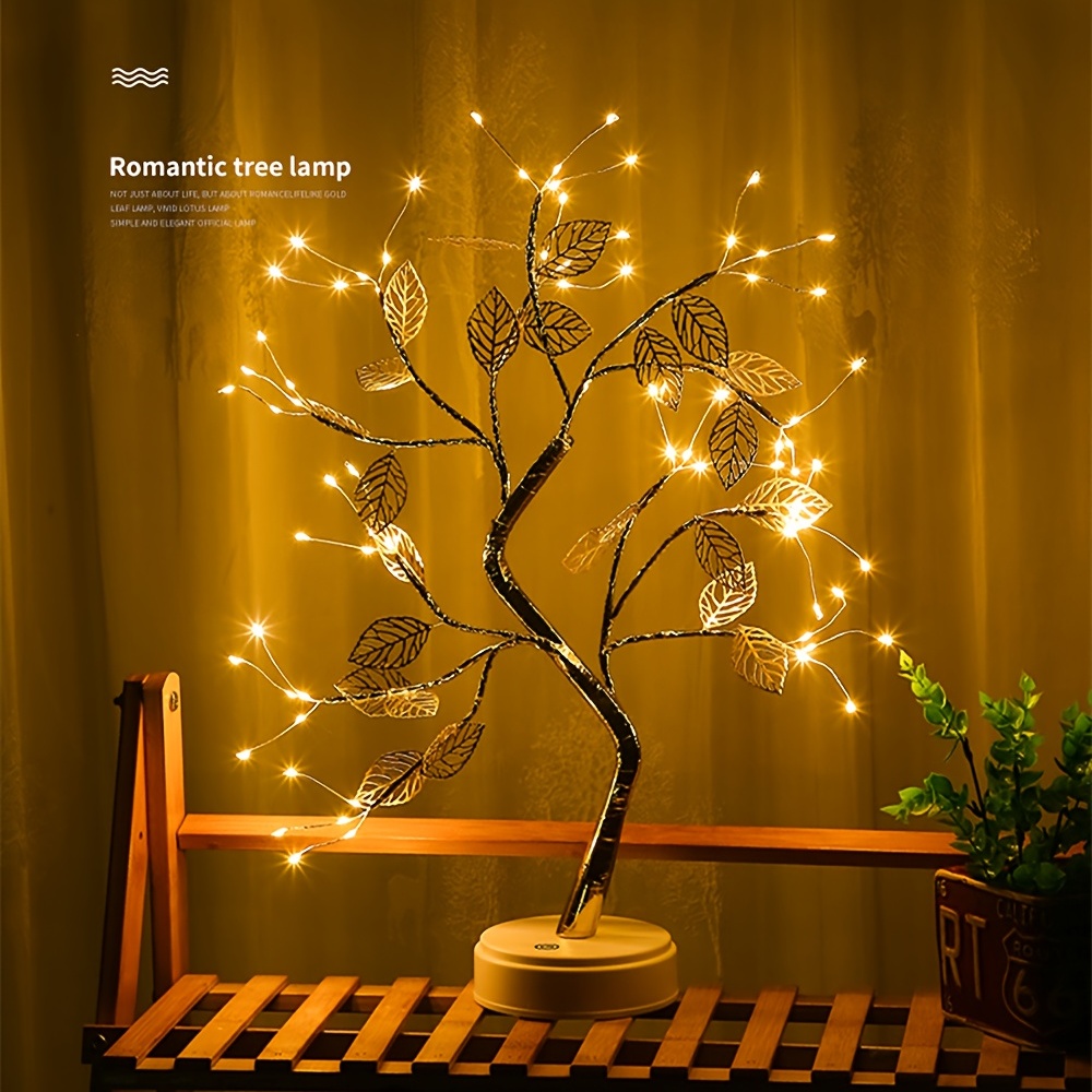 Diy Mini Table Lamp With Led Bonsai Tree Fairy Garland - Temu