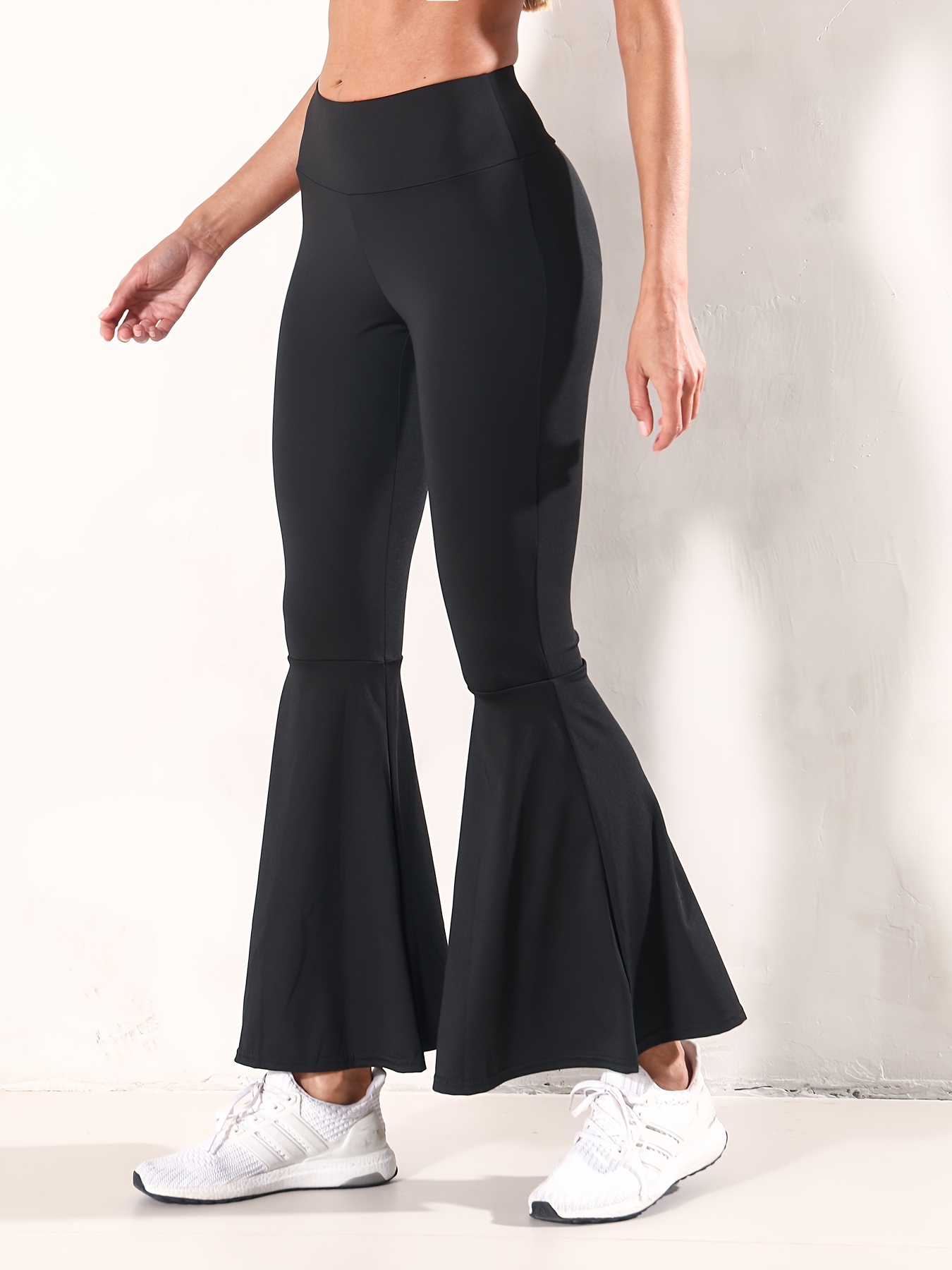 Solid Color Flare Leg Pants, Casual High Waist Forbidden Pants, Women's  Clothing