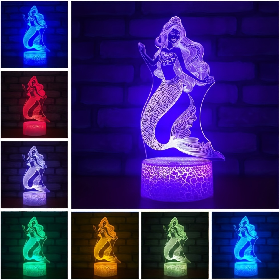 Mermaid 3d Illusion Lamp, Mermaid Gifts For Girls, 3d Night Light With 16  Colors Change Remote Control, Decorative Desk Lamp, Creative Birthday  Christ